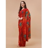 Generic Women's Georgette Floral Printed Saree With Unstitched Blouse (Maroon, 5-6 Mtrs)