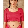 Generic Women's Zomto Patta Chiffon Saree With Unstitched Blouse (Pink, 5-6 Mtrs)