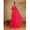 Generic Women's Zomto Patta Chiffon Saree With Unstitched Blouse (Pink, 5-6 Mtrs)
