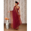 Generic Women's Chiffon Fabric Plain Saree With Unstitched Blouse (Maroon, 5-6 Mtrs)