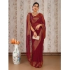 Generic Women's Chiffon Fabric Plain Saree With Unstitched Blouse (Maroon, 5-6 Mtrs)