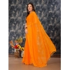Generic Women's Chiffon Fabric Plain Saree With Unstitched Blouse (Yellow, 5-6 Mtrs)