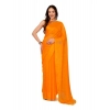 Generic Women's Chiffon Fabric Plain Saree With Unstitched Blouse (Yellow, 5-6 Mtrs)