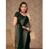 Generic Women's Chiffon Fabric Plain Saree With Unstitched Blouse (Green, 5-6 Mtrs)