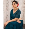 Generic Women's Chiffon Fabric Line Saree With Unstitched Blouse (Blue, 5-6 Mtrs)
