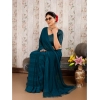 Generic Women's Chiffon Fabric Line Saree With Unstitched Blouse (Blue, 5-6 Mtrs)