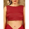 Generic Women's Chiffon Fabric Line Saree With Unstitched Blouse (Red, 5-6 Mtrs)