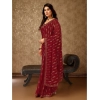 Generic Women's Zomto Laheriya Saree With Unstitched Blouse (Maroon, 5-6 Mtrs)
