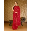 Generic Women's Zomto Laheriya Saree With Unstitched Blouse (Red, 5-6 Mtrs)
