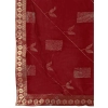Generic Women's Zomto Patta Chiffon Saree With Unstitched Blouse (Maroon, 5-6 Mtrs)