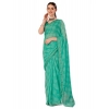 Generic Women's Zomto Checked Saree With Unstitched Blouse (Rama Green, 5-6 Mtrs)