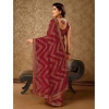 Generic Women's Zomto Zig Zag Saree With Unstitched Blouse (Maroon, 5-6 Mtrs)