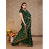 Generic Women's Zomto Zig Zag Saree With Unstitched Blouse (Green, 5-6 Mtrs)