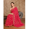 Generic Women's Zomto Zig Zag Saree With Unstitched Blouse (Pink, 5-6 Mtrs)
