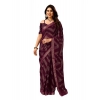 Generic Women's Zomto Zig Zag Saree With Unstitched Blouse (Wine, 5-6 Mtrs)