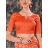 Generic Women's Zomto Printed Saree With Unstitched Blouse (Peach, 5-6 Mtrs)