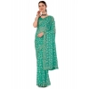Generic Women's Zomto Printed Saree With Unstitched Blouse (Turquoise Green, 5-6 Mtrs)