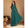 Generic Women's Zomto Bandhini Saree With Unstitched Blouse (Teal Blue, 5-6 Mtrs)