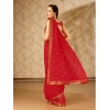 Generic Women's Zomto Bandhini Saree With Unstitched Blouse (Red, 5-6 Mtrs)