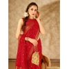 Generic Women's Zomto Bandhini Saree With Unstitched Blouse (Red, 5-6 Mtrs)