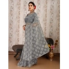 Generic Women's Linen Gola Printed Saree With Unstitched Blouse (Grey, 5-6 Mtrs)