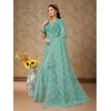 Generic Women's Linen Gola Printed Saree With Unstitched Blouse (Turquoise Green, 5-6 Mtrs)