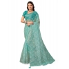 Generic Women's Linen Gola Printed Saree With Unstitched Blouse (Turquoise Green, 5-6 Mtrs)