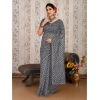 Generic Women's Linen Zig Zag Saree With Unstitched Blouse (Grey, 5-6 Mtrs)