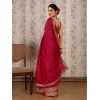 Generic Women's Vichitra Plain Saree With Unstitched Blouse (Maroon, 5-6 Mtrs)