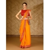Generic Women's Vichitra Plain Saree With Unstitched Blouse (Yellow, 5-6 Mtrs)