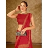 Generic Women's Vichitra Plain Saree With Unstitched Blouse (Red, 5-6 Mtrs)