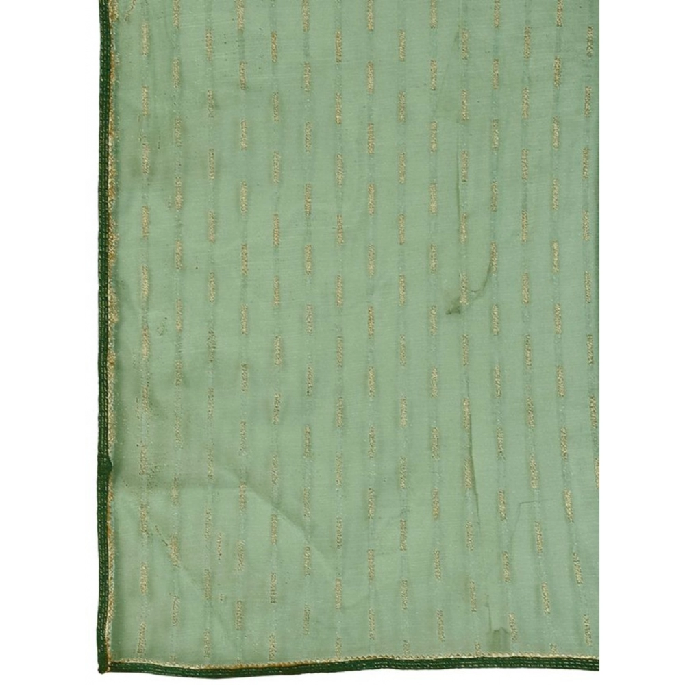 Generic Women's Linen Line Saree With Unstitched Blouse (Green, 5-6 Mtrs)