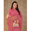 Generic Women's Linen Line Saree With Unstitched Blouse (Pink, 5-6 Mtrs)