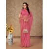 Generic Women's Linen Line Saree With Unstitched Blouse (Pink, 5-6 Mtrs)