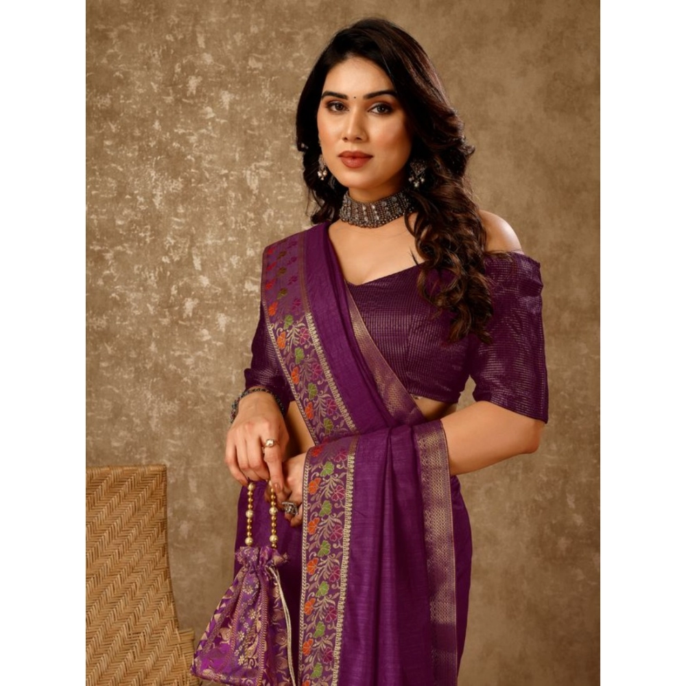 Generic Women's Vichitra Swiroshki Butta Saree With Unstitched Blouse (Wine, 5-6 Mtrs) Generic Women's Vichitra Swiroshki Butta Saree With Unstitched Blouse (Wine, 5-6 Mtrs)