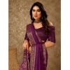 Generic Women's Vichitra Swiroshki Butta Saree With Unstitched Blouse (Wine, 5-6 Mtrs)