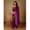Generic Women's Vichitra Swiroshki Butta Saree With Unstitched Blouse (Wine, 5-6 Mtrs)