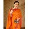 Generic Women's Vichitra Swiroshki Butta Saree With Unstitched Blouse (Yellow, 5-6 Mtrs)