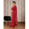 Generic Women's Vichitra Swiroshki Butta Saree With Unstitched Blouse (Maroon, 5-6 Mtrs)