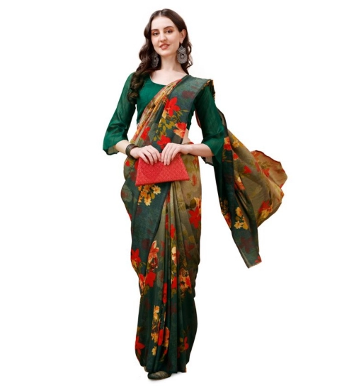 Generic Women's PC Vichitra Floral Printed Saree With Unstitched Blouse (Multicolor, 5-6 Mtrs)