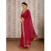 Generic Women's Vichitra Swiroshki Butta Saree With Unstitched Blouse (Maroon, 5-6 Mtrs)