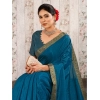 Generic Women's Vichitra Swiroshki Butta Saree With Unstitched Blouse (Blue, 5-6 Mtrs)