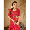Generic Women's Vichitra Swiroshki Butta Saree With Unstitched Blouse (Pink, 5-6 Mtrs)