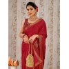 Generic Women's Vichitra Swiroshki Butta Saree With Unstitched Blouse (Maroon, 5-6 Mtrs)