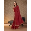 Generic Women's Vichitra Bandhini Saree With Unstitched Blouse (Maroon, 5-6 Mtrs)