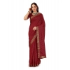 Generic Women's Vichitra Bandhini Saree With Unstitched Blouse (Maroon, 5-6 Mtrs)