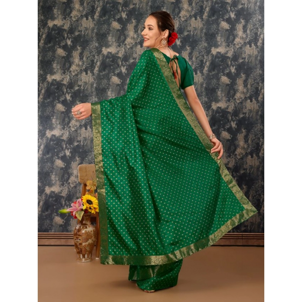 Generic Women's Vichitra Bandhini Saree With Unstitched Blouse (Green, 5-6 Mtrs) Generic Women's Vichitra Bandhini Saree With Unstitched Blouse (Green, 5-6 Mtrs)