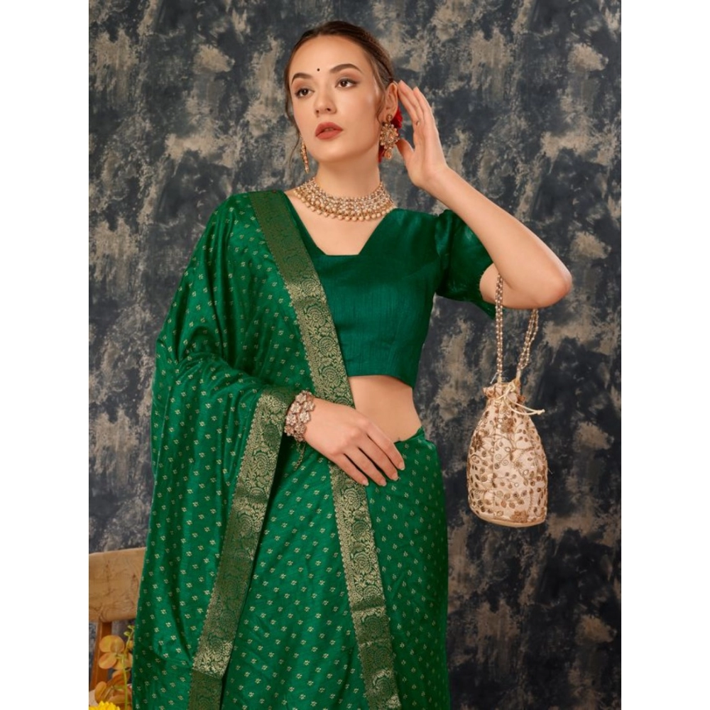 Generic Women's Vichitra Bandhini Saree With Unstitched Blouse (Green, 5-6 Mtrs) Generic Women's Vichitra Bandhini Saree With Unstitched Blouse (Green, 5-6 Mtrs)