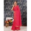 Generic Women's Vichitra Bandhini Saree With Unstitched Blouse (Pink, 5-6 Mtrs)