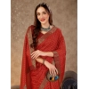 Generic Women's Vichitra Bandhini Saree With Unstitched Blouse (Maroon, 5-6 Mtrs)